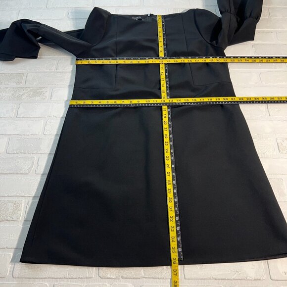 Lafayette 148 New York Dress Womens 14 Black 3/4 Bell-Sleeve Sheath Knee‎ Length - Picture 2 of 10